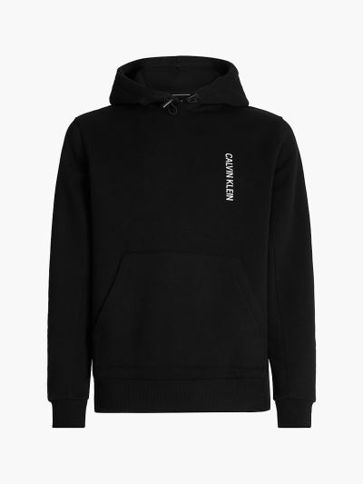 Calvin Klein Ruhák HU087825 | Calvin Klein Cotton Fleece Back Logo Férfi Kapucnis Pulóver Fekete
